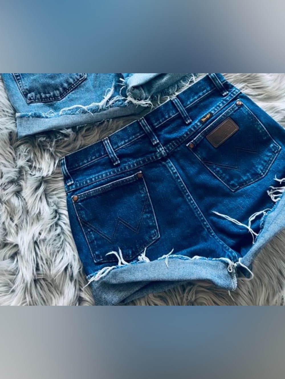 Custom Wrangler Dark Wash Denim Shorts